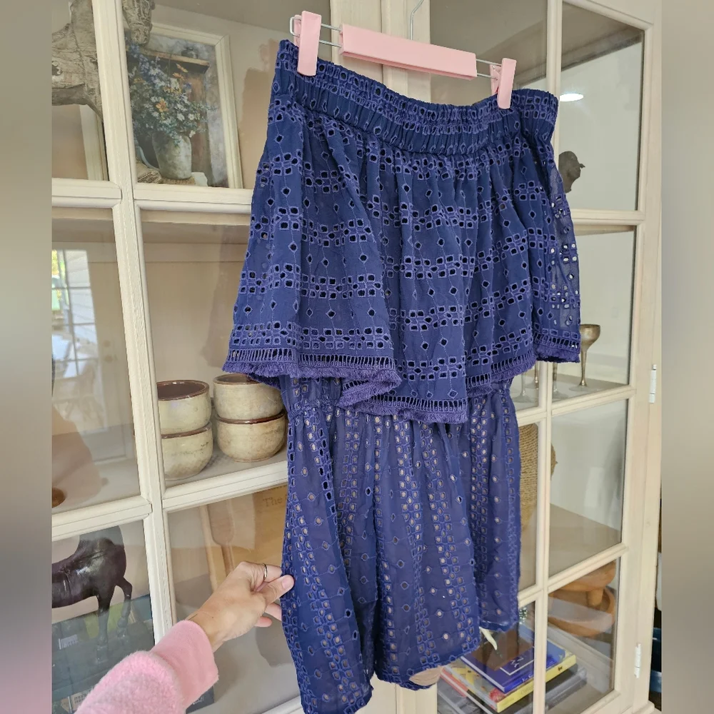 Anthropologie Romper Womens Small Blue Ranna Gill Tiered Ruffle Layered Boho - Picture 5 of 16